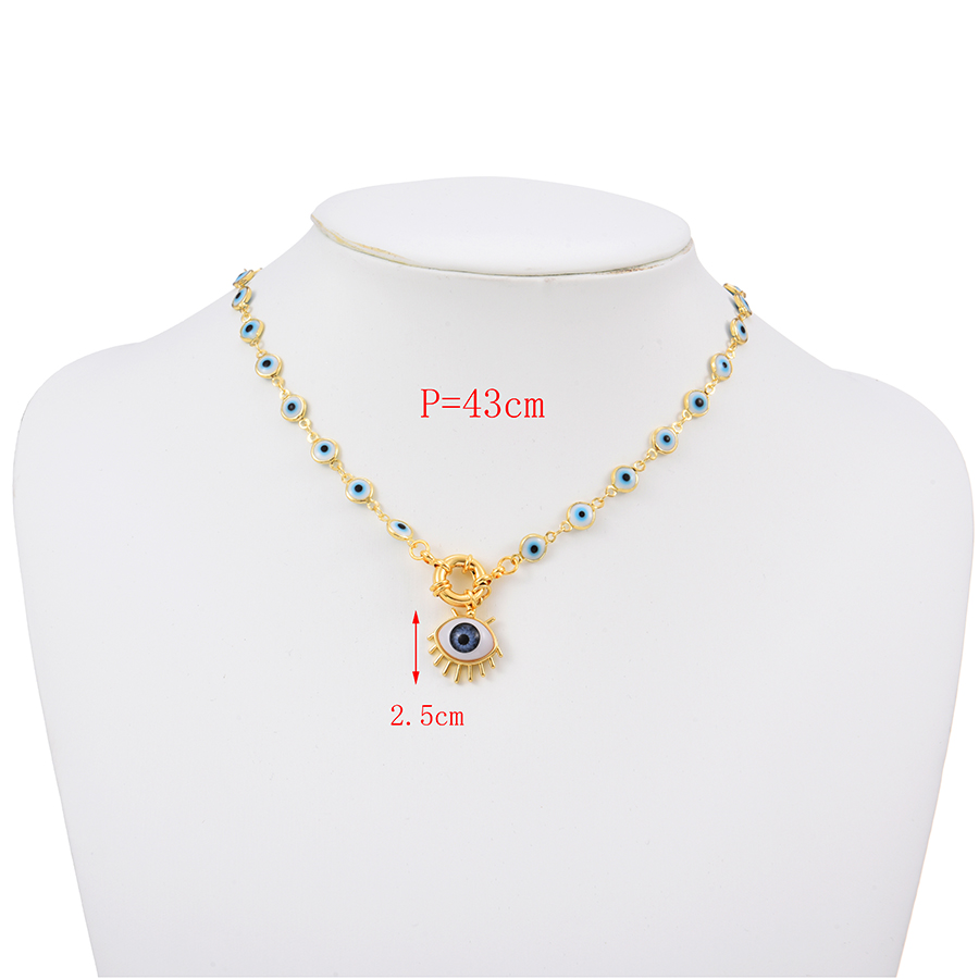 Fashion Blue Copper Drop Oil Round Buckle Necklace,Necklaces