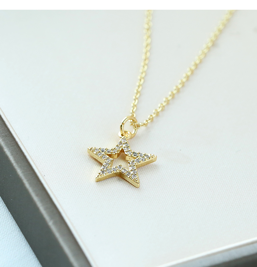 Fashion Gold Color Copper Inlaid Zirconium Heart Necklace,Necklaces