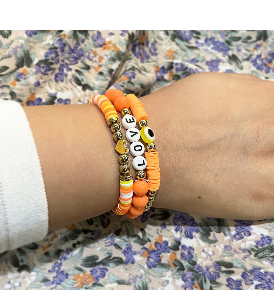Fashion Orange Resin Clay Letter Bracelet Set,Jewelry Sets