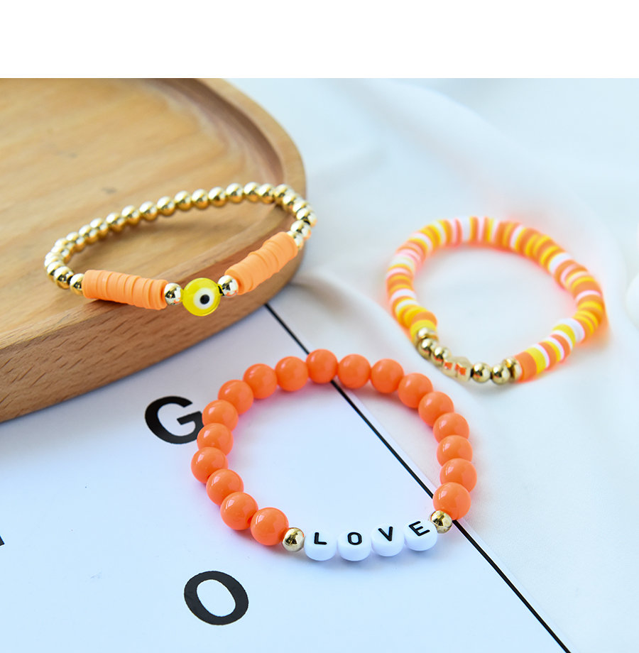 Fashion Orange Resin Clay Letter Bracelet Set,Jewelry Sets