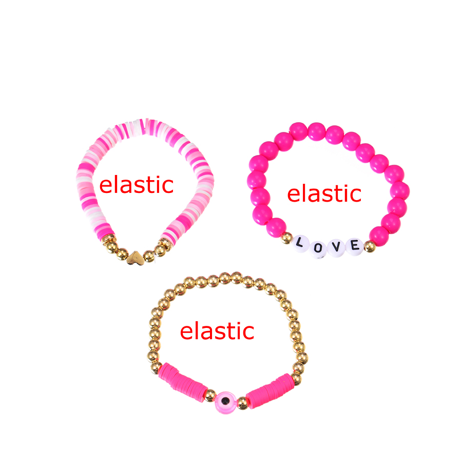 Fashion Rose Red Resin Clay Letter Bracelet Set,Jewelry Sets
