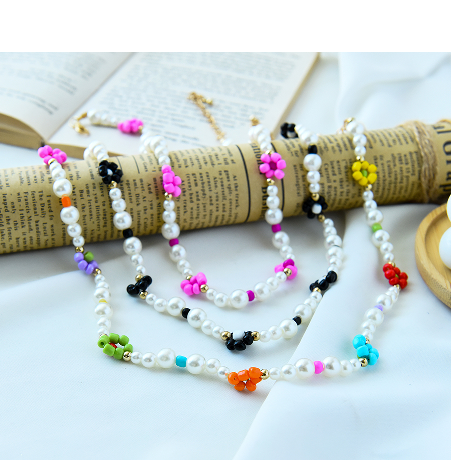 Fashion Color Resin Pearl Flower Necklace,Pendants