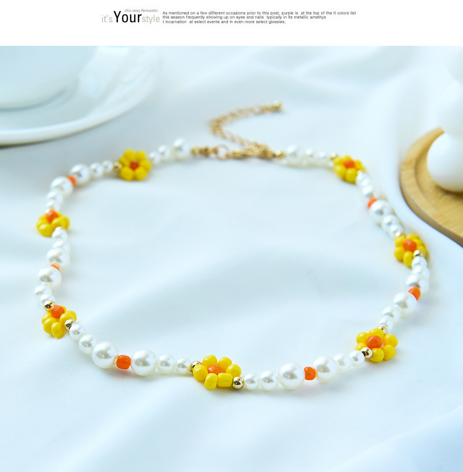 Fashion Green Resin Pearl Flower Necklace,Pendants
