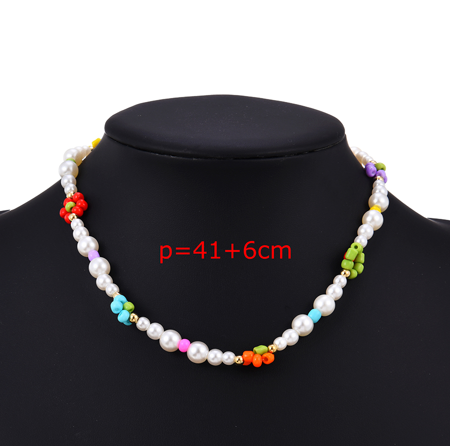 Fashion Rose Red Resin Pearl Flower Necklace,Pendants
