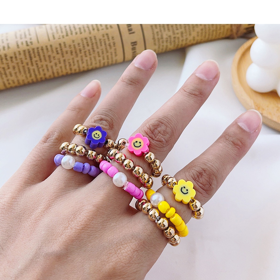 Fashion Yellow Resin Beaded Ring Set,Jewelry Sets