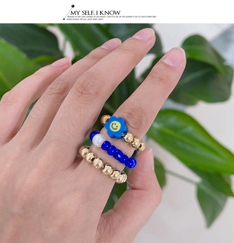 Fashion Light Blue Resin Beaded Ring Set,Jewelry Sets