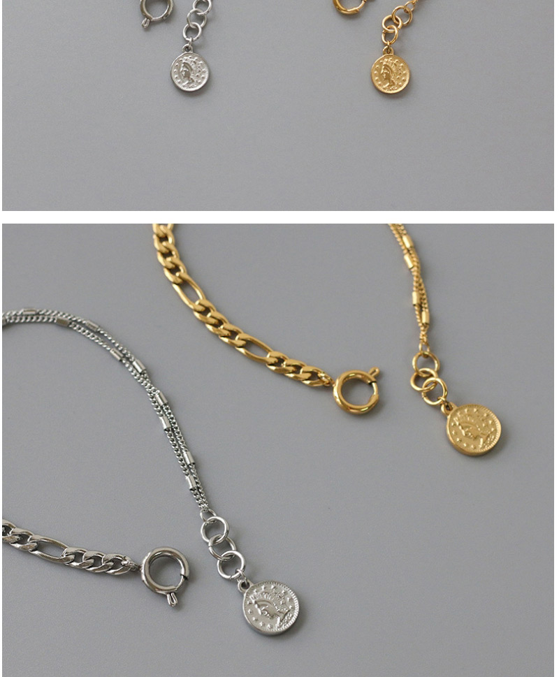 Fashion Silver Color Titanium Steel Round Brand Portrait Chain Bracelet,Bracelets