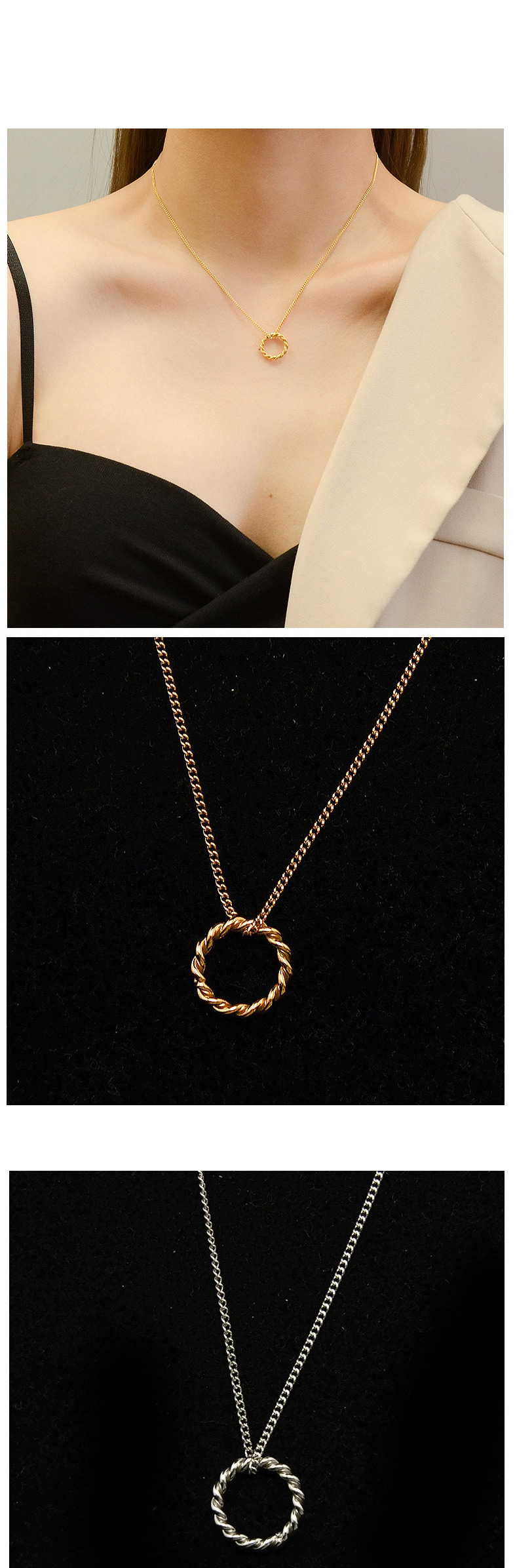 Fashion Rose Necklace 40+5cm Titanium Steel Twist Necklace,Necklaces