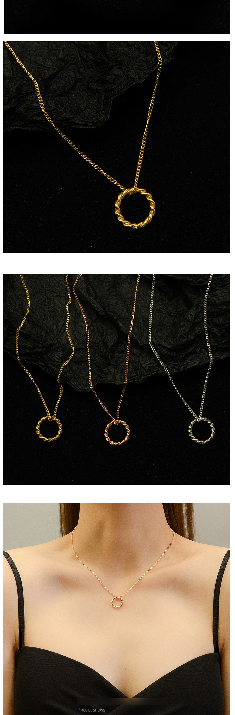 Fashion Rose Necklace 40+5cm Titanium Steel Twist Necklace,Necklaces