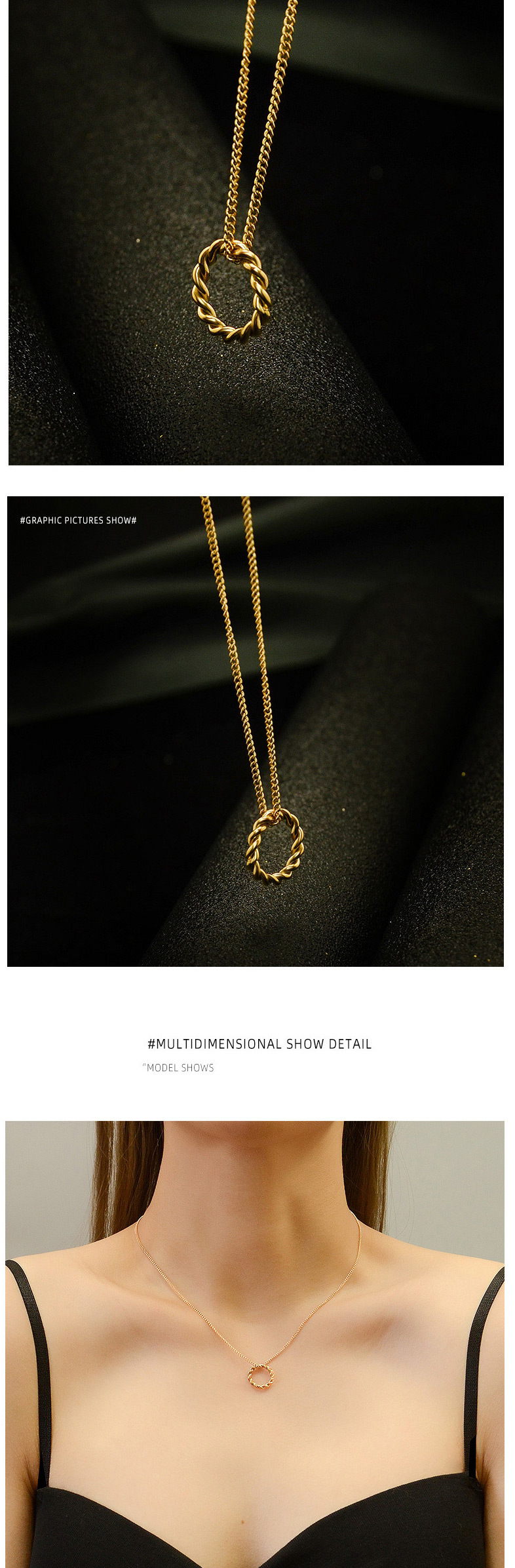Fashion Steel Color Necklace 40+5cm Titanium Steel Twist Necklace,Necklaces