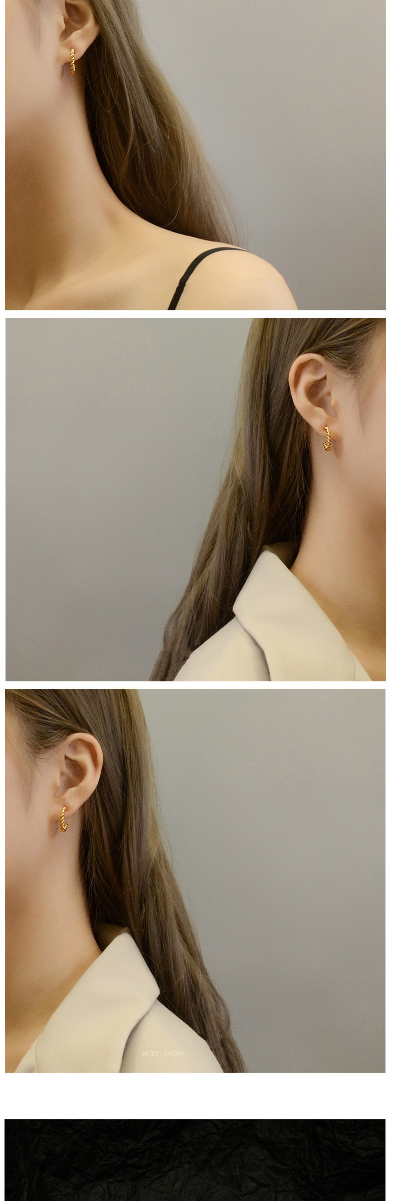 Fashion Pair Of Large Rose Earrings Titanium Steel Twist C-shaped Earrings,Earrings