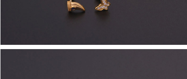 Fashion Golden 7# Titanium Steel Inlaid Zirconium Thick Geometric Piercing Earrings (1pcs),Ear Cartilage Rings & Studs