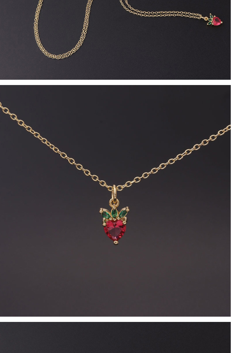 Fashion 4# Metal Inlaid Zirconium Fruit Necklace,Pendants
