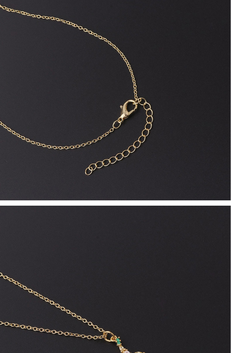 Fashion 6# Metal Inlaid Zirconium Fruit Necklace,Pendants