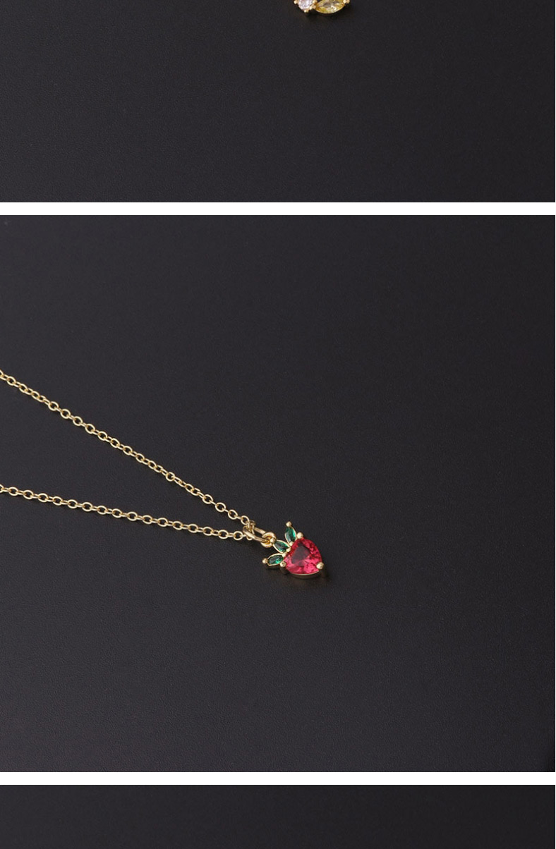 Fashion 4# Metal Inlaid Zirconium Fruit Necklace,Pendants