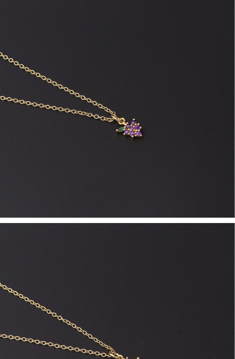 Fashion 17# Metal Inlaid Zirconium Fruit Necklace,Pendants