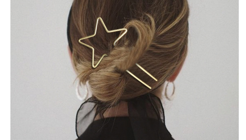 Fashion Love Bright Gold Metal Five-pointed Star Love Hairpin,Hairpins