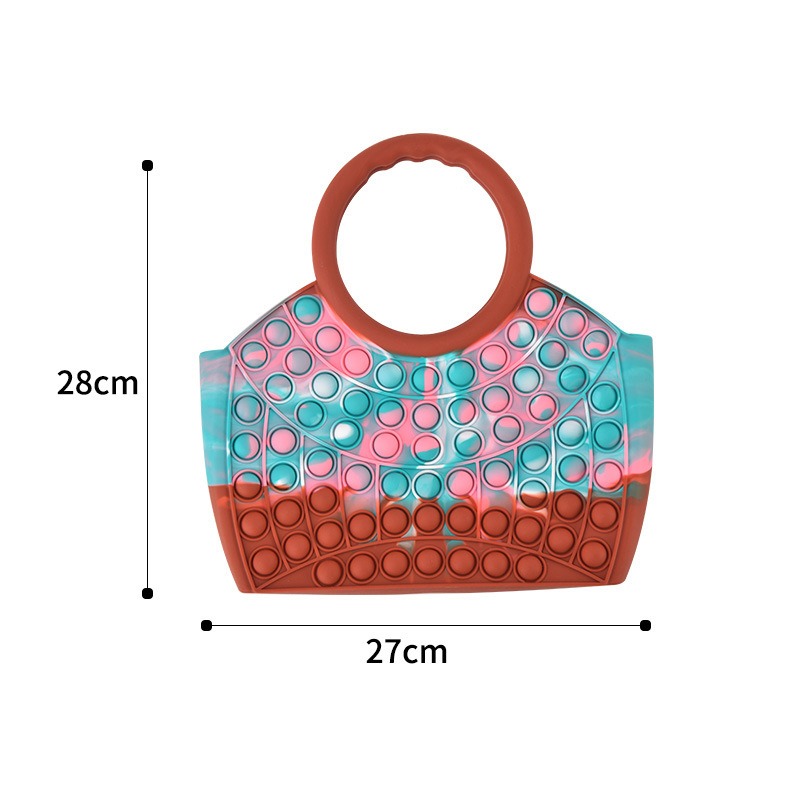 Fashion Handbag Cyan Large Handbag Silicone Push Toys,Household goods