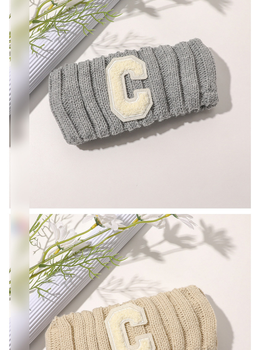 Fashion Grey Wool Knitted Letter Headband,Hair Ribbons