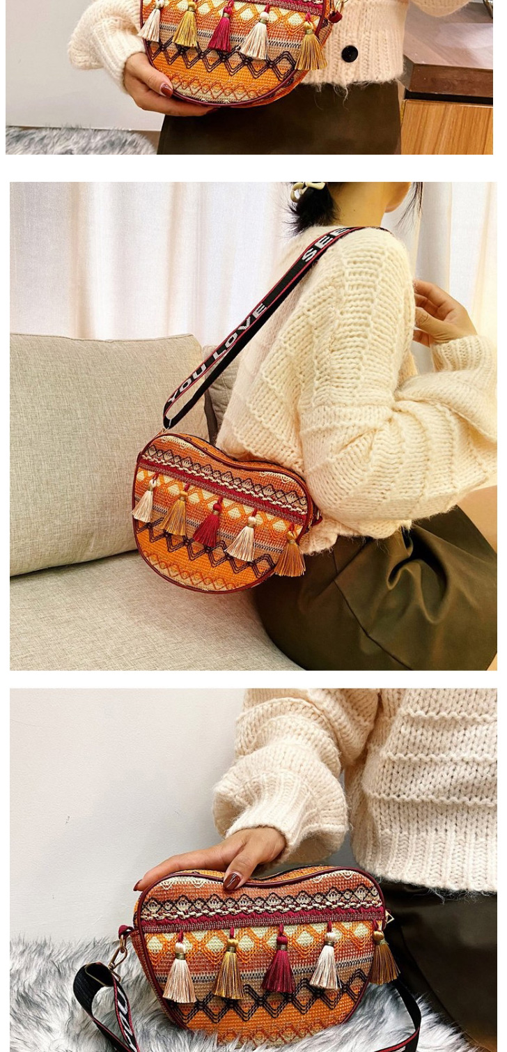 Fashion Light Brown Hand-held Webbing Tassel Crossbody Bag,Shoulder bags