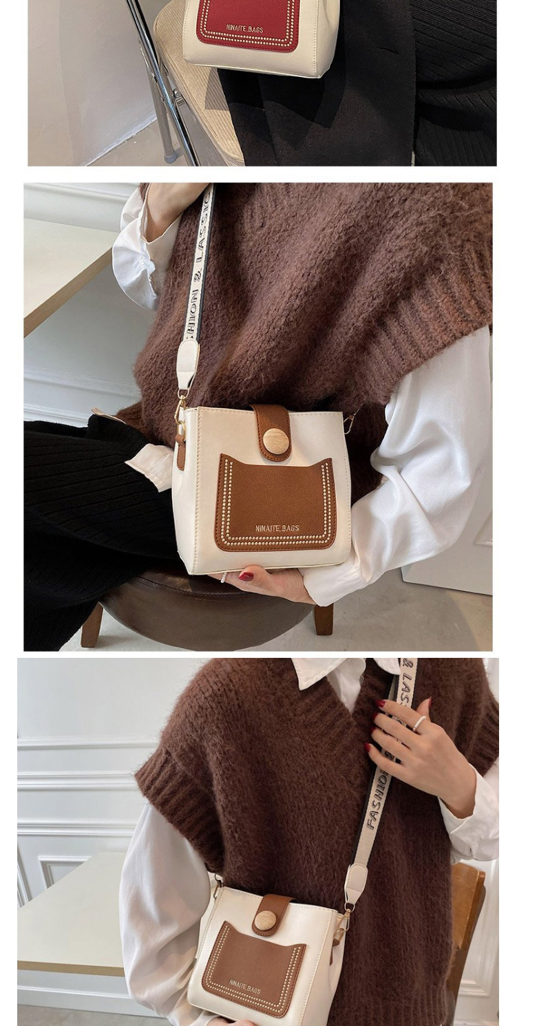 Fashion Dark Brown Wide Shoulder Strap Patch Pocket Diagonal Bag,Shoulder bags