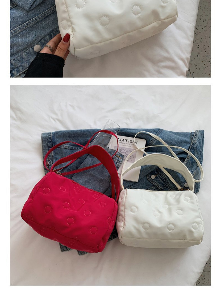 Fashion Rose Red Nylon Pleated Portable Messenger Bag,Shoulder bags