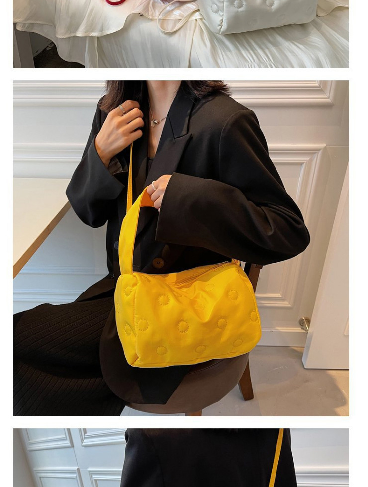 Fashion Yellow Nylon Pleated Portable Messenger Bag,Shoulder bags