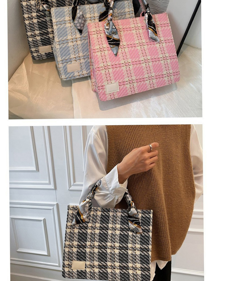 Fashion Pink Plaid Silk Scarf Portable Messenger Bag,Shoulder bags