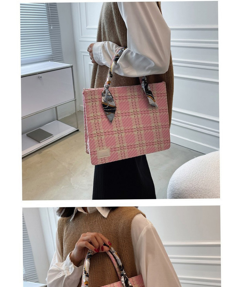 Fashion Pink Plaid Silk Scarf Portable Messenger Bag,Shoulder bags