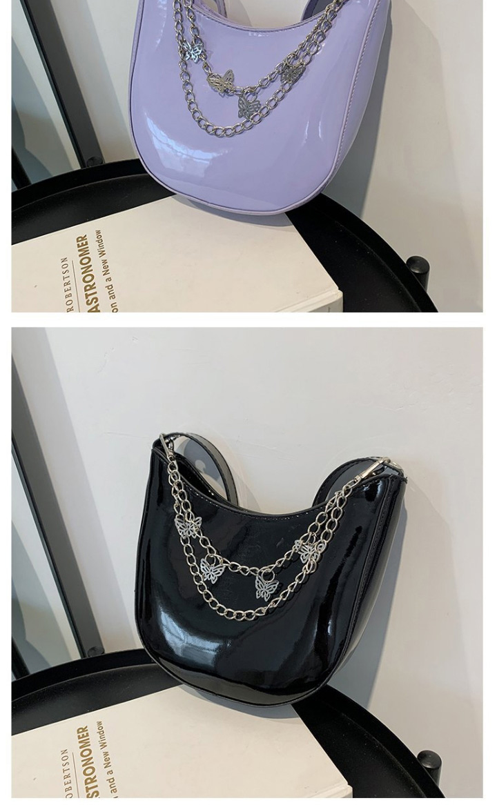 Fashion Black Lacquered Chain Handbag,Handbags