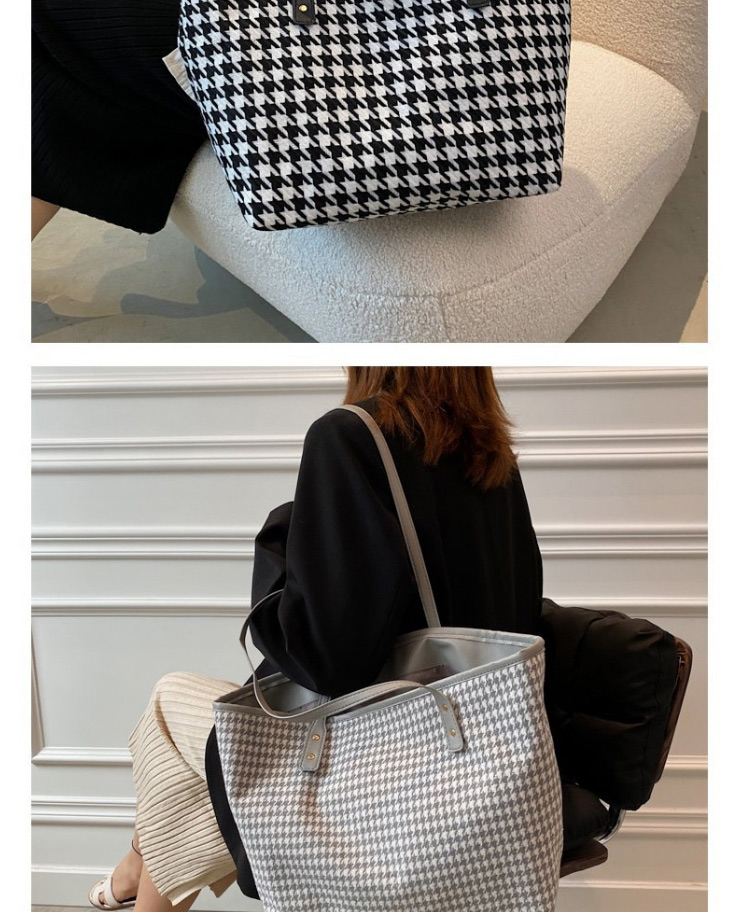 Fashion Grey Large-capacity Houndstooth Shoulder Bag,Messenger bags
