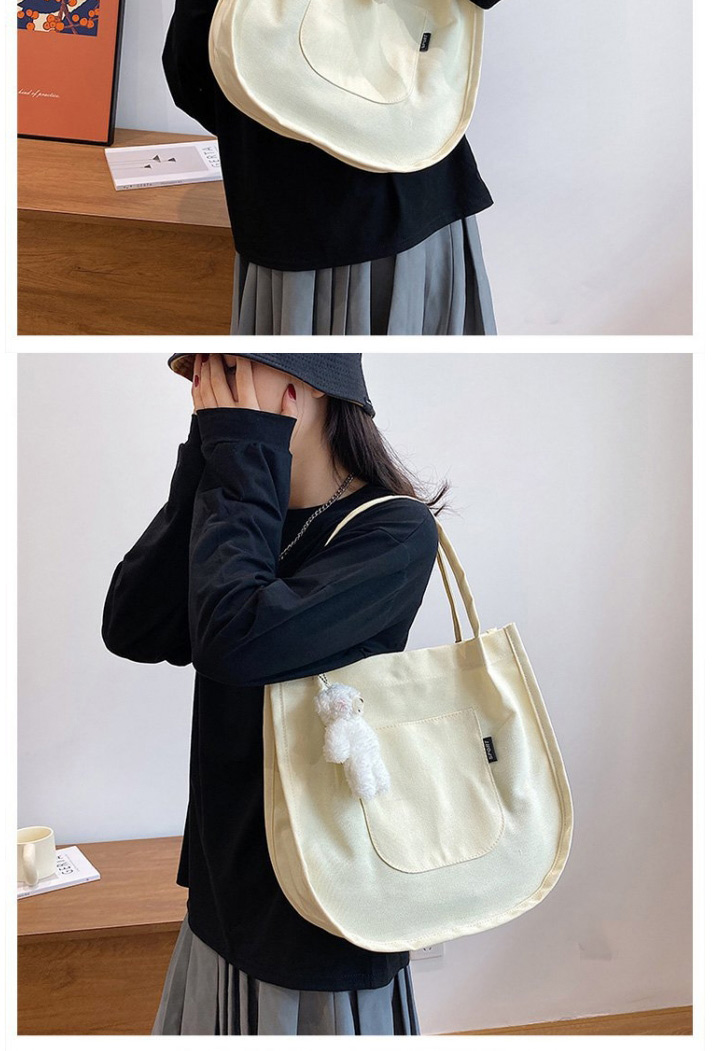Fashion White Large-capacity Patch Pocket Shoulder Bag,Messenger bags