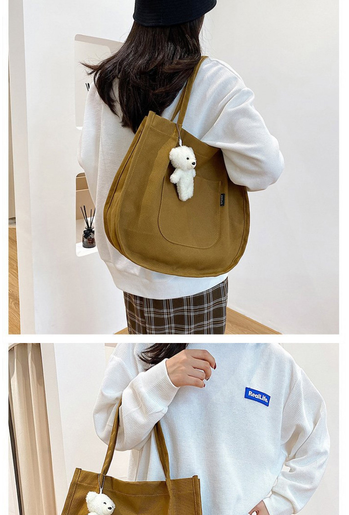Fashion Dark Brown Large-capacity Patch Pocket Shoulder Bag,Messenger bags