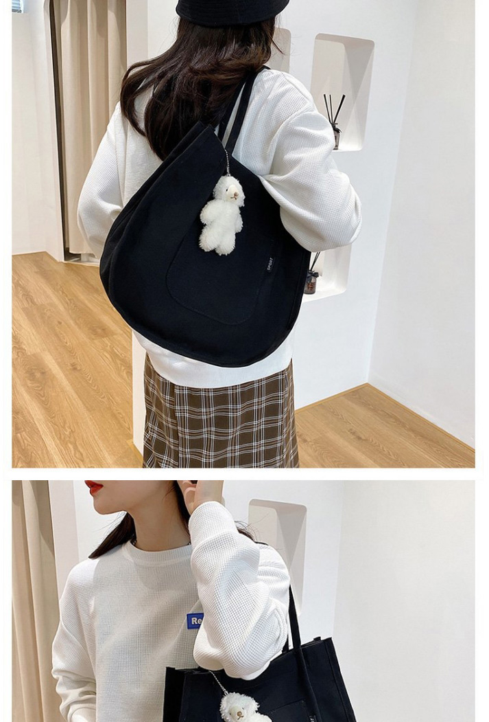 Fashion Black Large-capacity Patch Pocket Shoulder Bag,Messenger bags