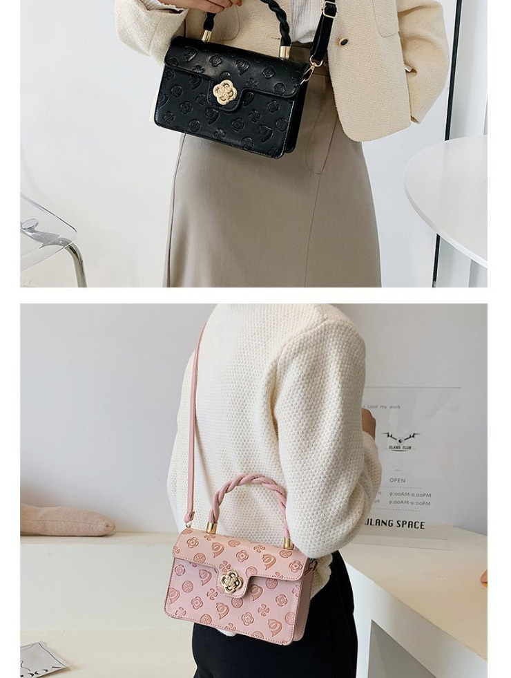 Fashion Black Twist Embossed Messenger Bag,Shoulder bags