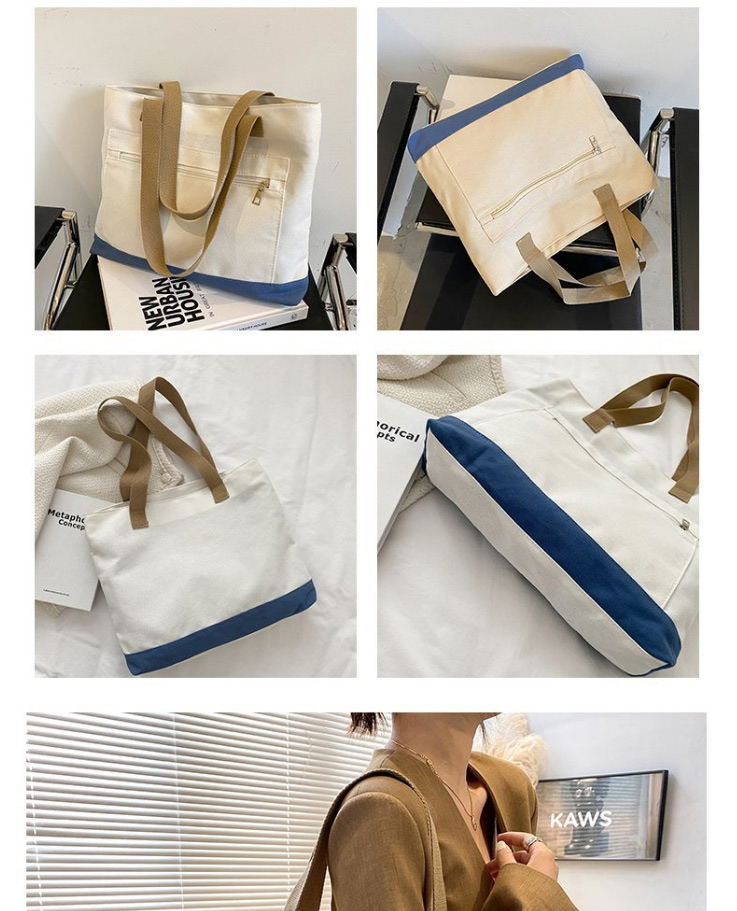 Fashion Apricot Large-capacity Contrast Color Shoulder Bag,Messenger bags