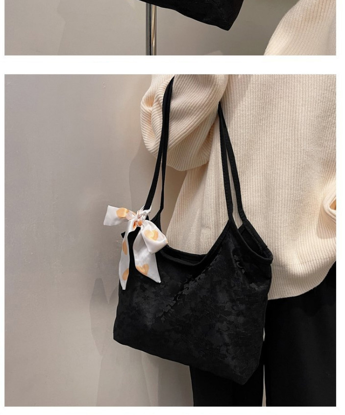Fashion Black Large Capacity Embroidered Shoulder Bag,Messenger bags