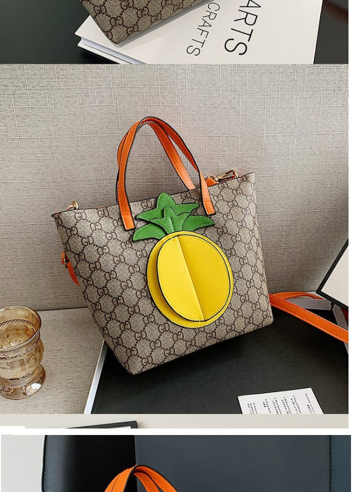 Fashion Khaki Letter Print Pineapple Tote Bag,Messenger bags