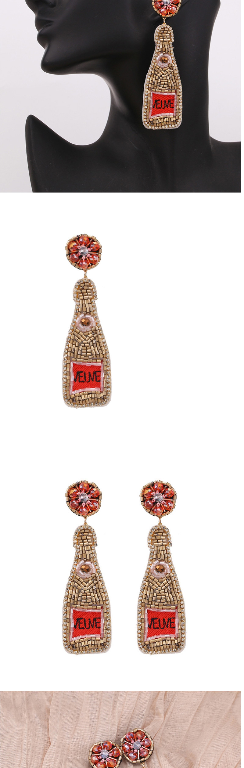 Fashion 1420 Six Sides Fabric Diamond Earrings,Drop Earrings