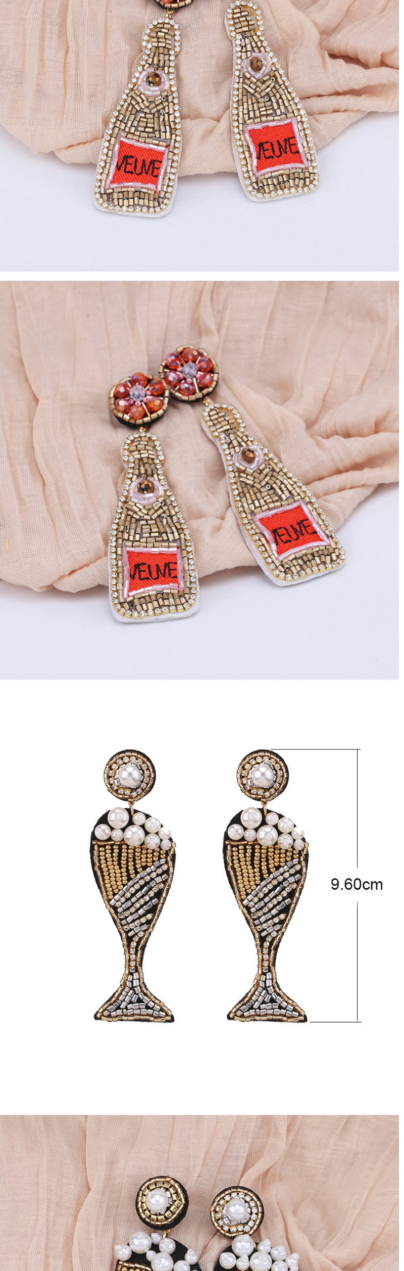 Fashion 1420 Six Sides Fabric Diamond Earrings,Drop Earrings