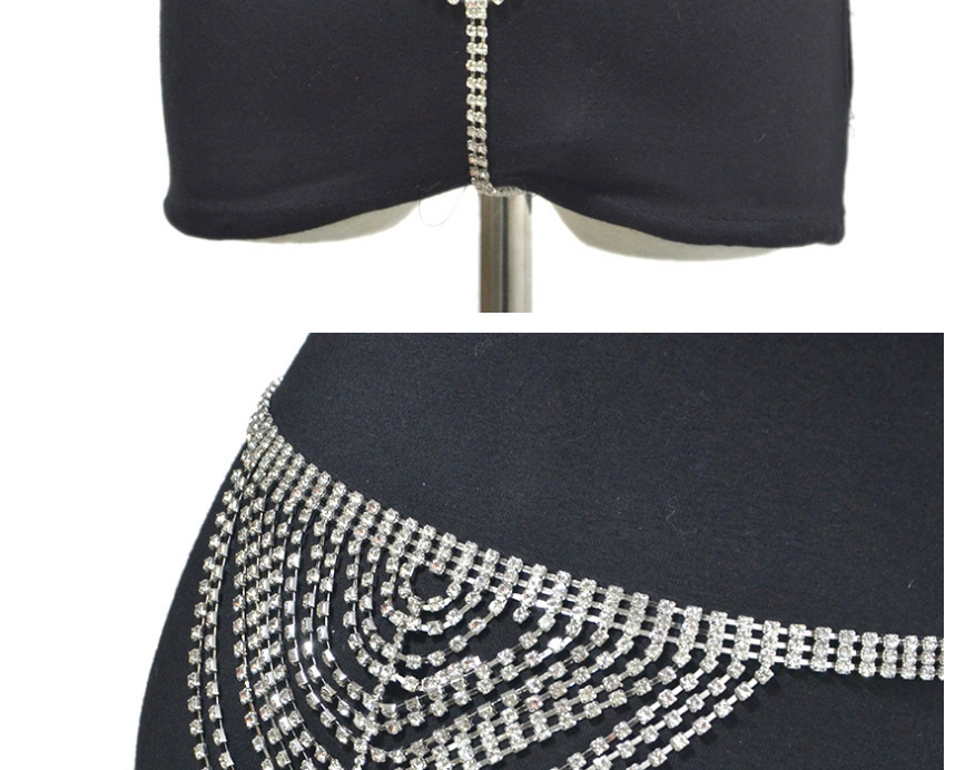 Fashion Silver Rhinestones Alloy Heart-shaped Full Diamond Body Chain,Body Chain