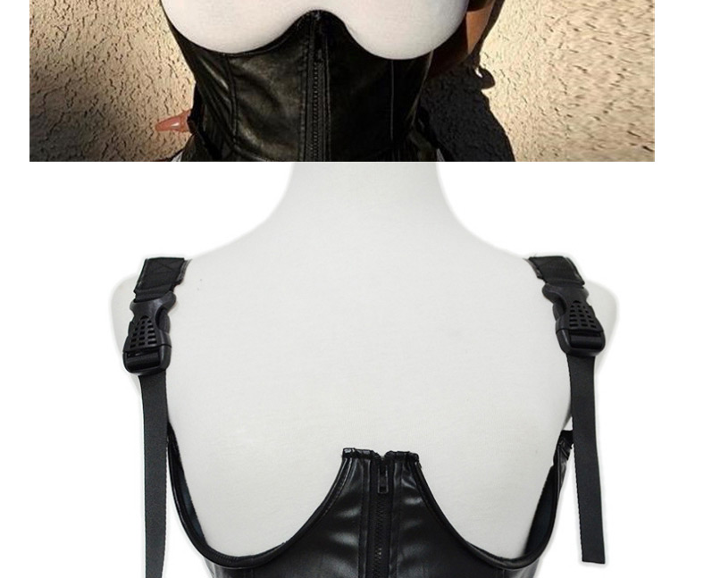 Fashion Black Synthetic Faux Leather Waist Vest,Waist Chain
