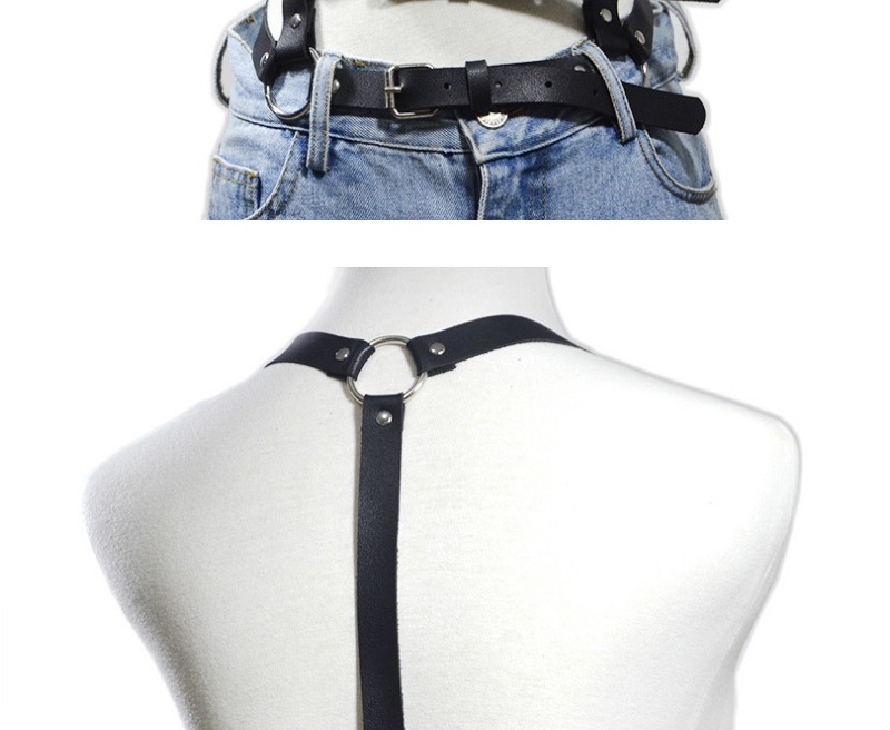 Fashion Black Faux Leather Geometric Leather Strap,Thin belts
