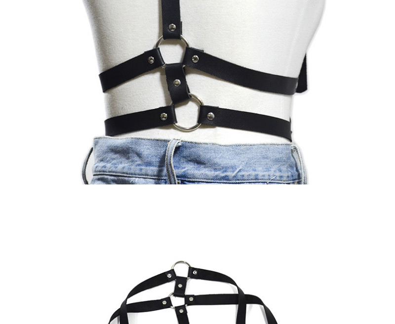 Fashion Black Faux Leather Geometric Leather Strap,Thin belts