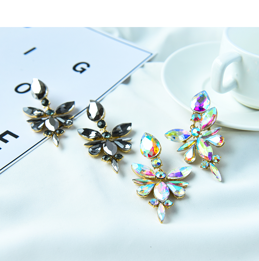 Fashion Grey Alloy Diamond Geometric Stud Earrings,Stud Earrings