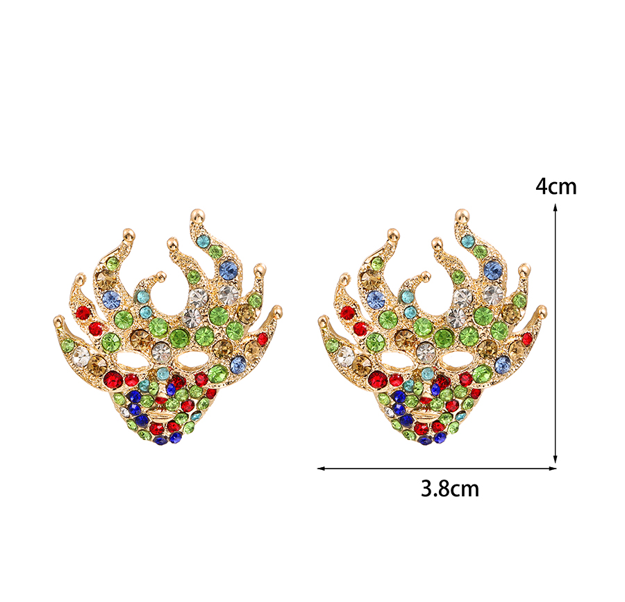 Fashion Color Alloy Diamond Mask Earrings,Stud Earrings