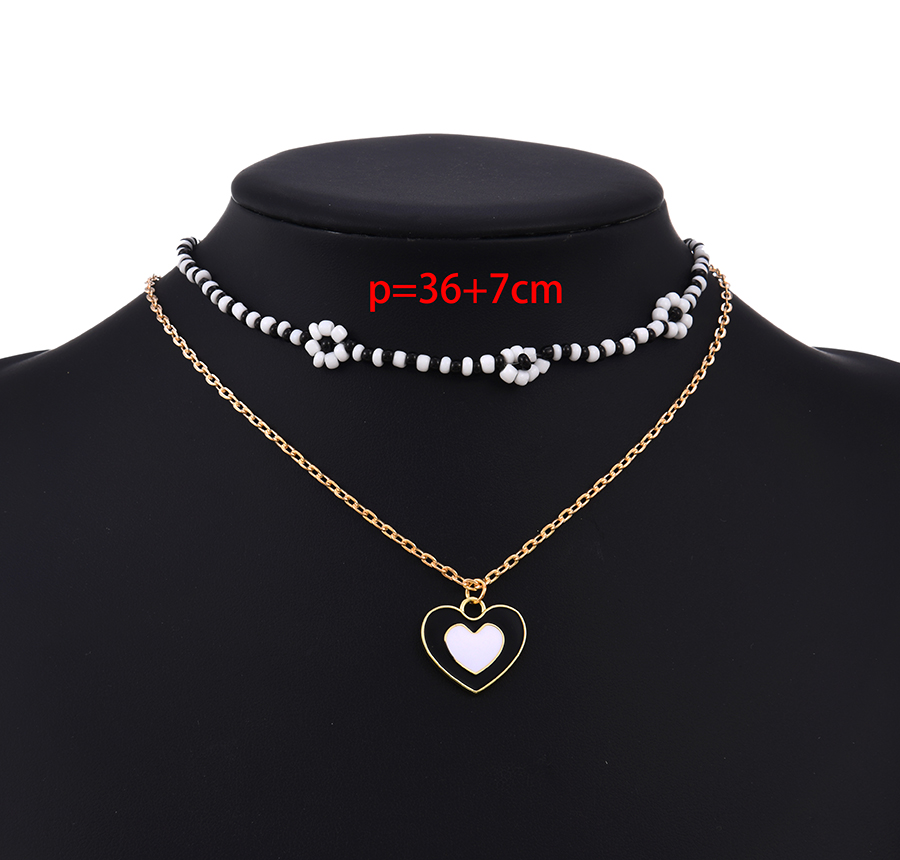 Fashion Black Alloy Rice Beads Beaded Love Necklace Set,Jewelry Sets
