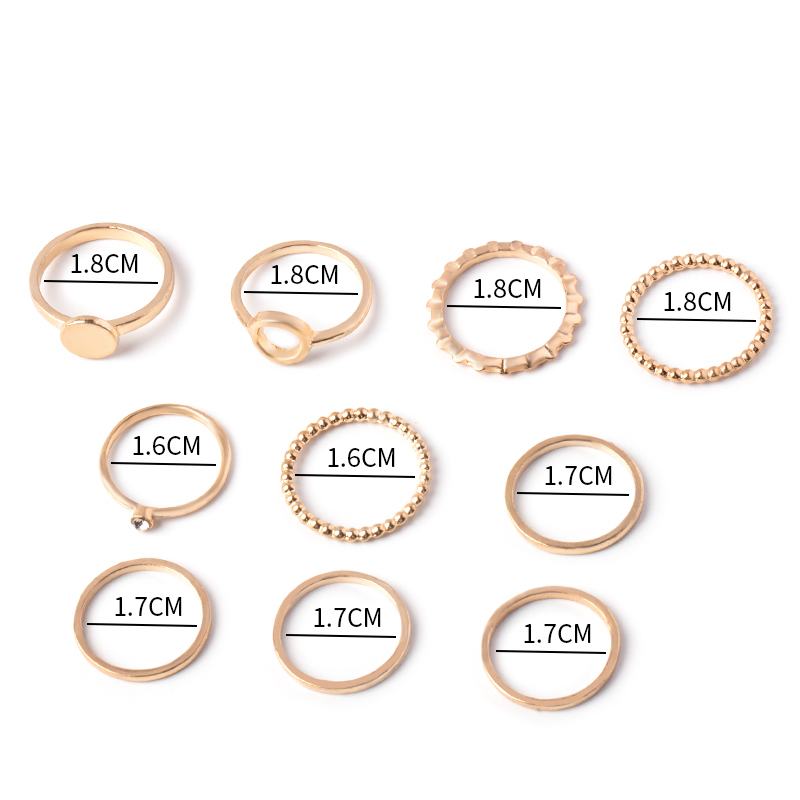 Fashion Gold Set Of 10 Alloy Circle Geometric Rings,Jewelry Sets