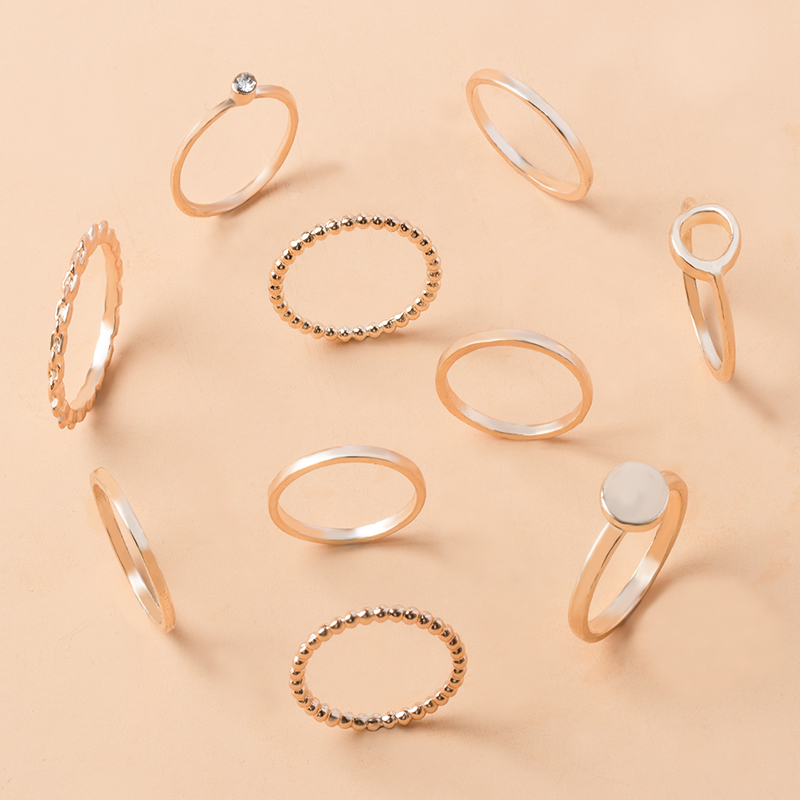 Fashion Gold Set Of 10 Alloy Circle Geometric Rings,Jewelry Sets