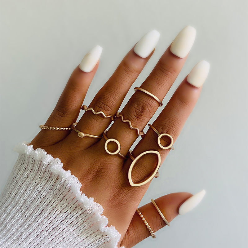Fashion Gold Alloy Ring Wave Ring Set Of 10,Jewelry Sets